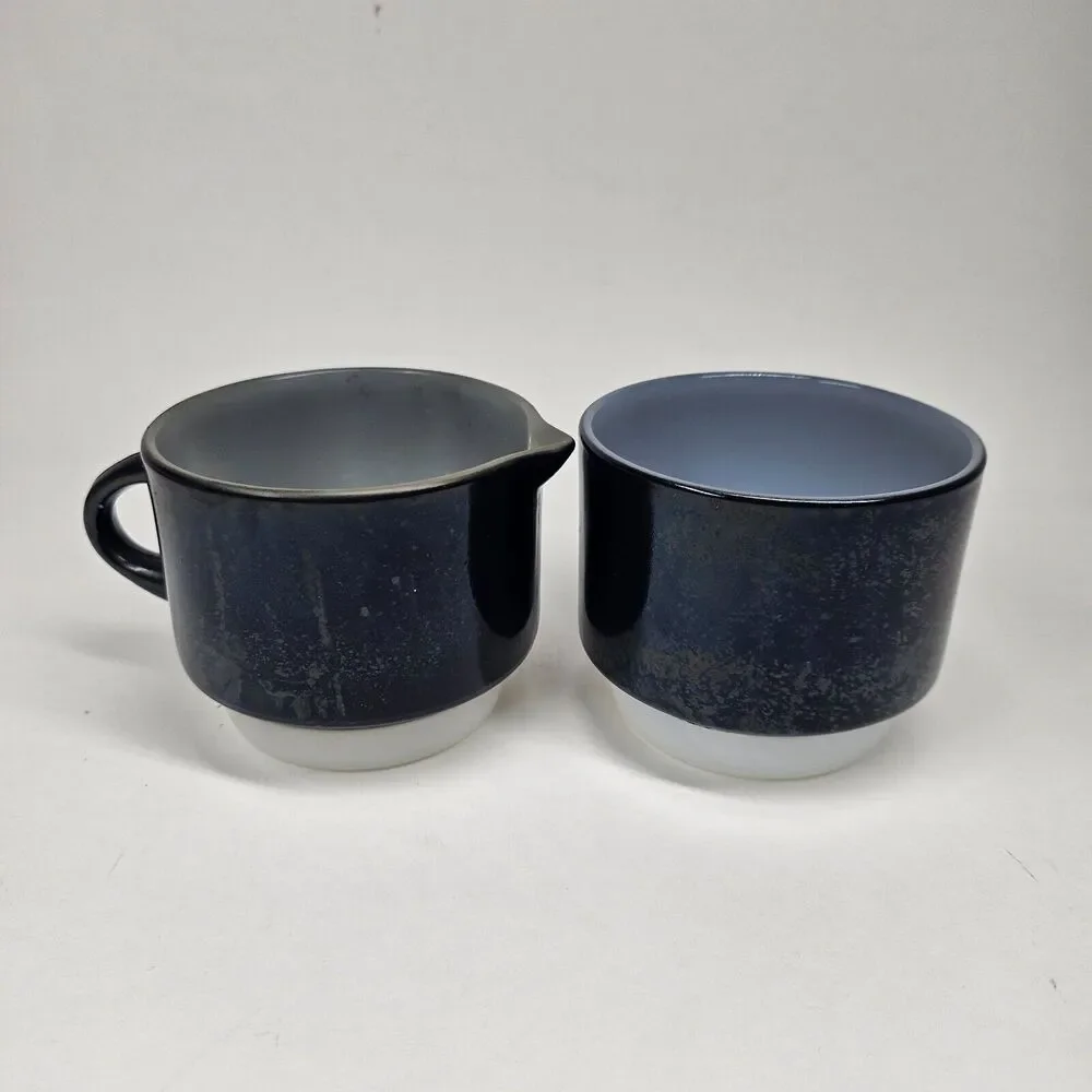 Anchor Hocking Creamer & Sugar Bowl Brown Milk Glass Vintage